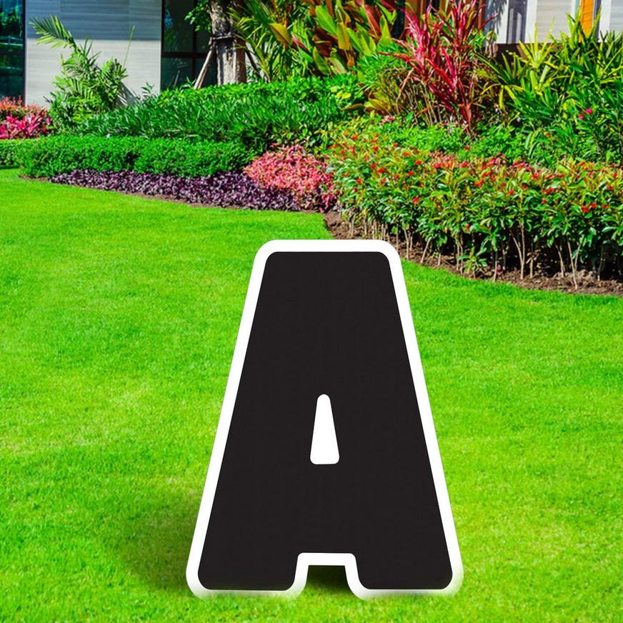 Black Letter (A) Corrugated Plastic Yard Sign, 24in